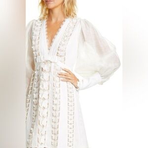 Flutter long sleeve linen dress with butterfly details